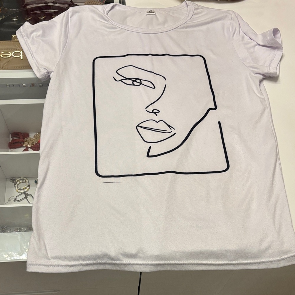 White Graphic Face Print T-Shirt